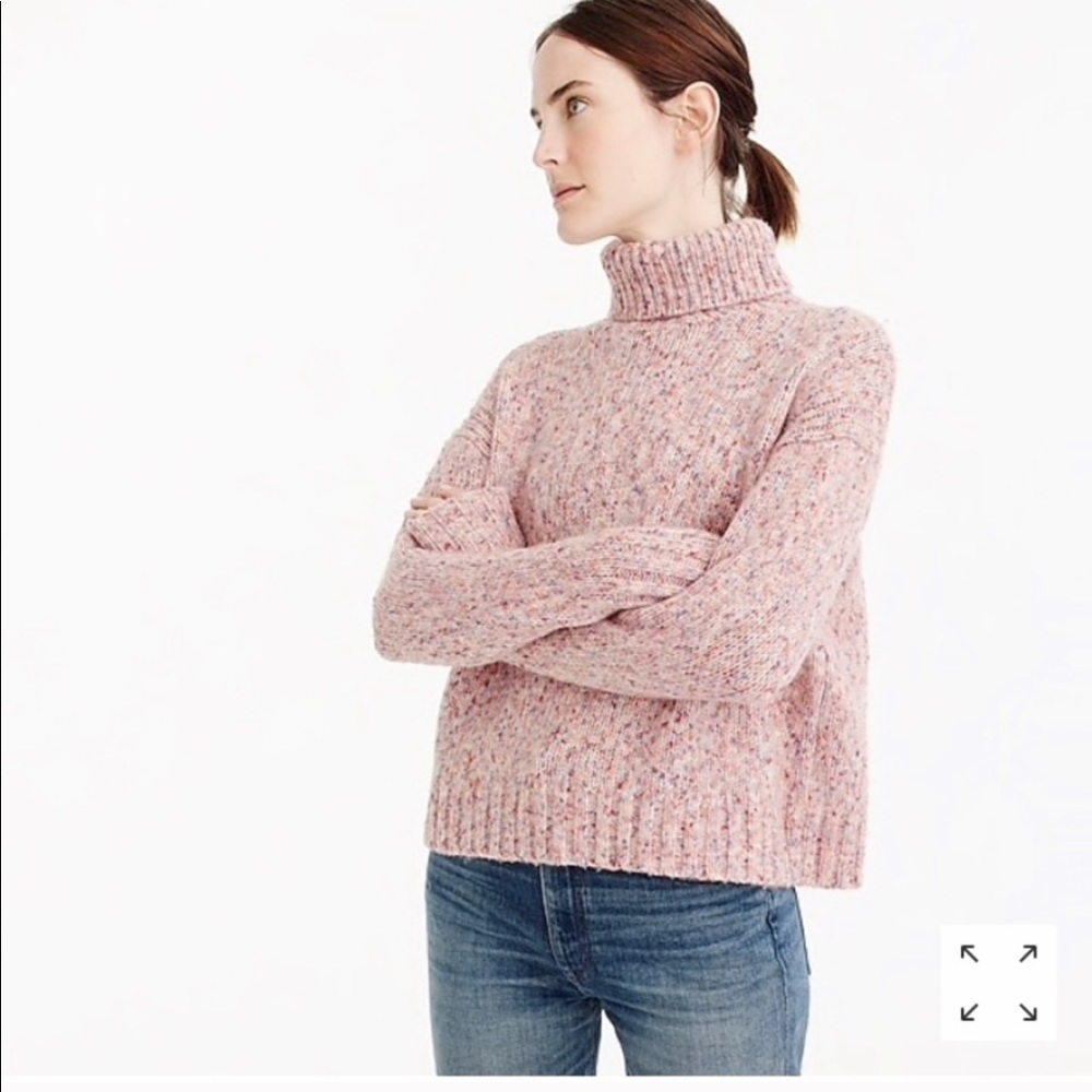 J Crew Marled Wool Turtleneck Sweater Pink